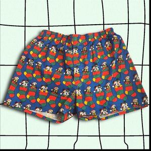 Vintage Disney Mickey Mouse Christmas Flannel Boxers Sleepwear L